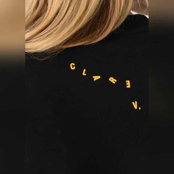 CLARE V. Embroidered Sweatshirt, Marigold and Black, Various Sizes - Picture 2 of 11